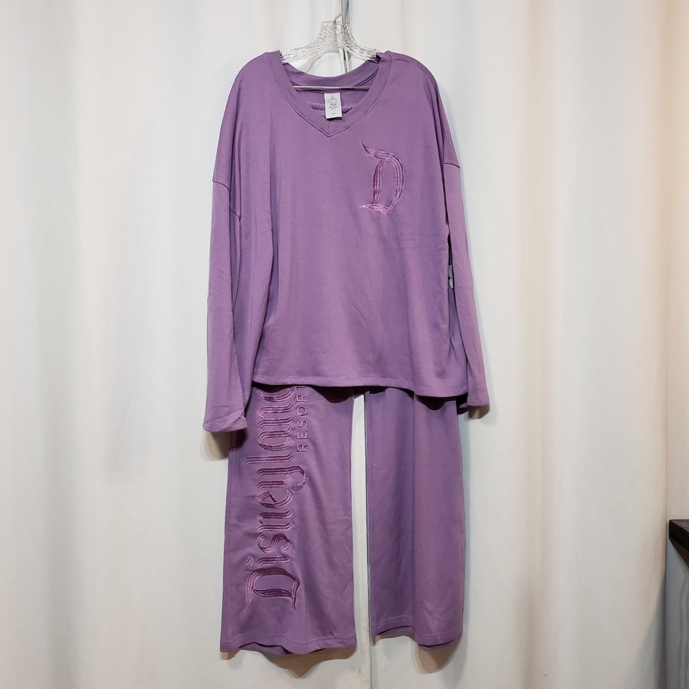 Disney Parks Disneyland Resort Purple Lounge Set Sweatshirt Pants Womens 1X NEW
